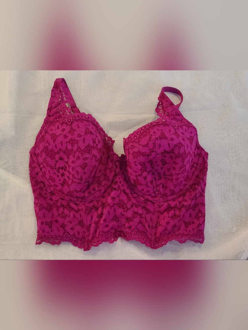#39 - VS Victoria's Secret Lace Bra Top Bralette, Fuchsia, 36D
